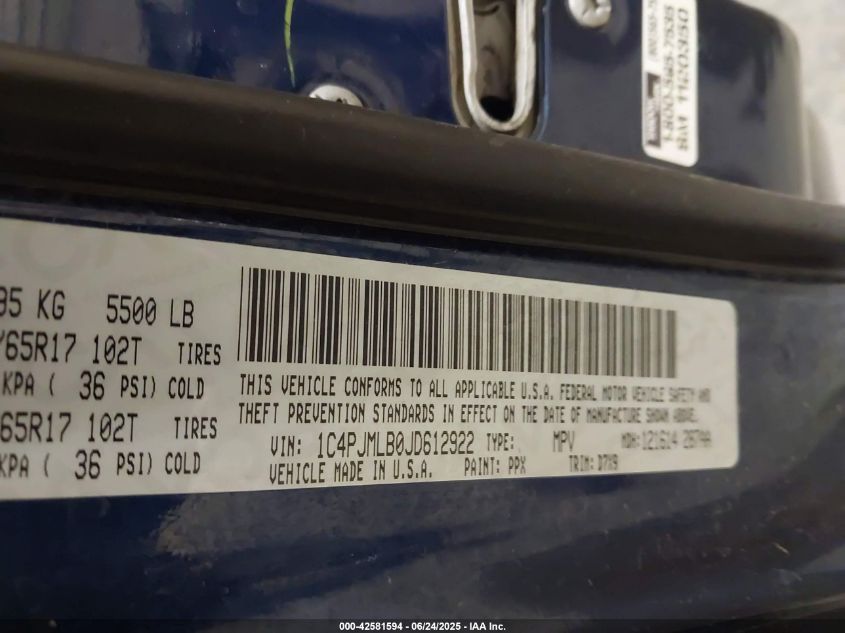 2018 Jeep Cherokee Latitude Plus 4X4 VIN: 1C4PJMLB0JD612922 Lot: 42581594