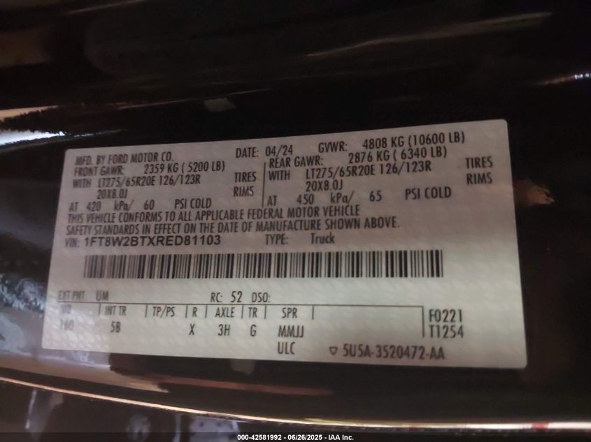 2024 Ford F-250 - 1FT8W2BTXRED81103