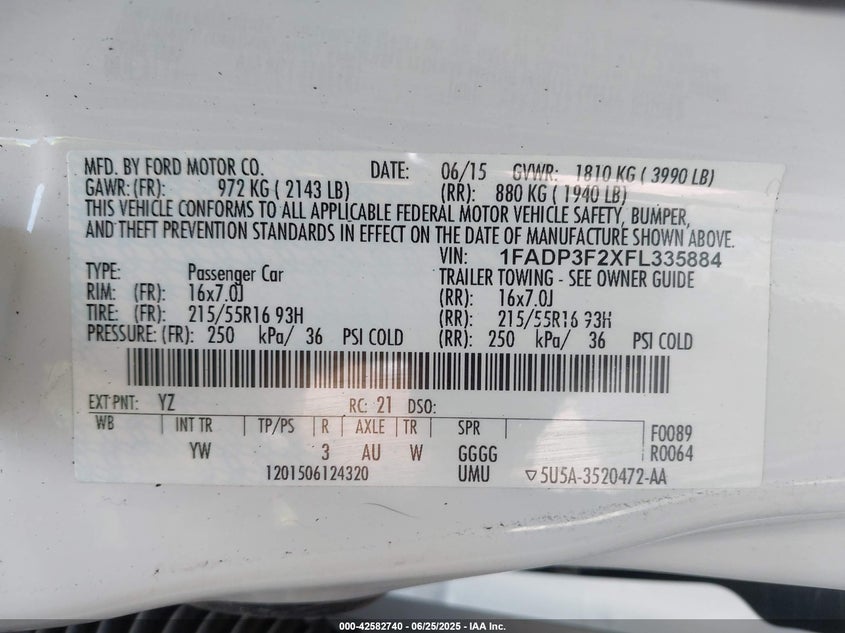 2015 FORD FOCUS SE - 1FADP3F2XFL335884