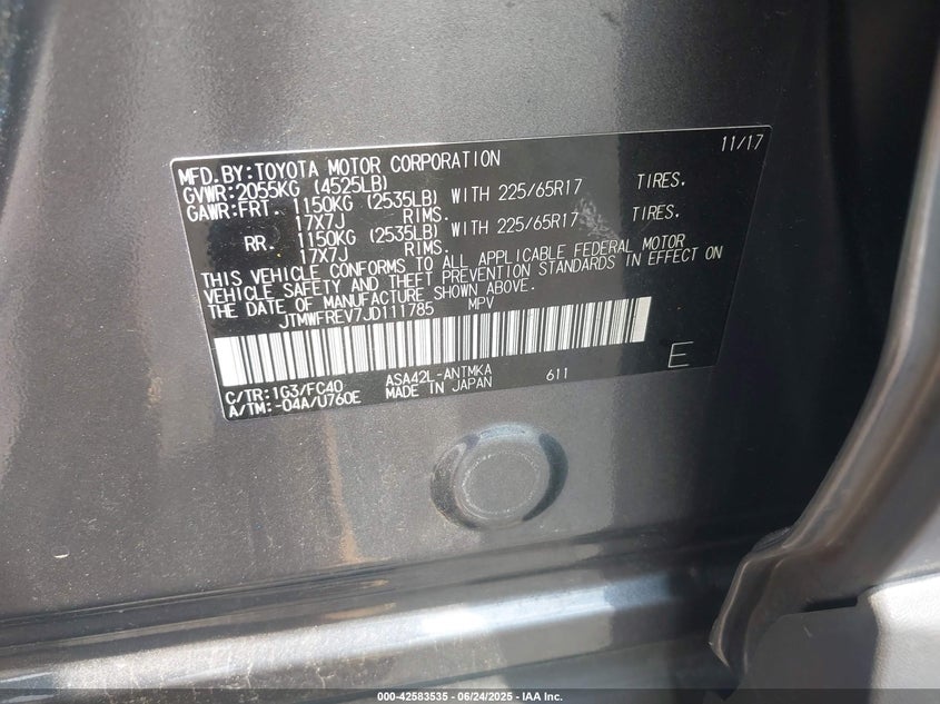 2018 TOYOTA RAV4 XLE - JTMWFREV7JD111785