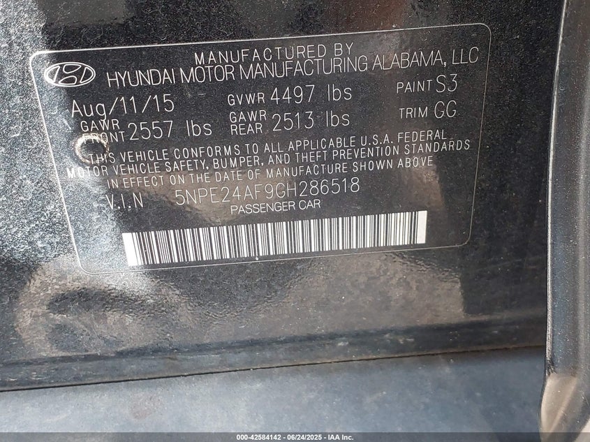 2016 HYUNDAI SONATA SE - 5NPE24AF9GH286518