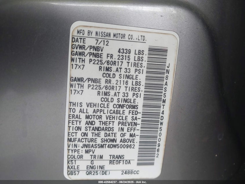 2013 NISSAN ROGUE SV - JN8AS5MT4DW500962