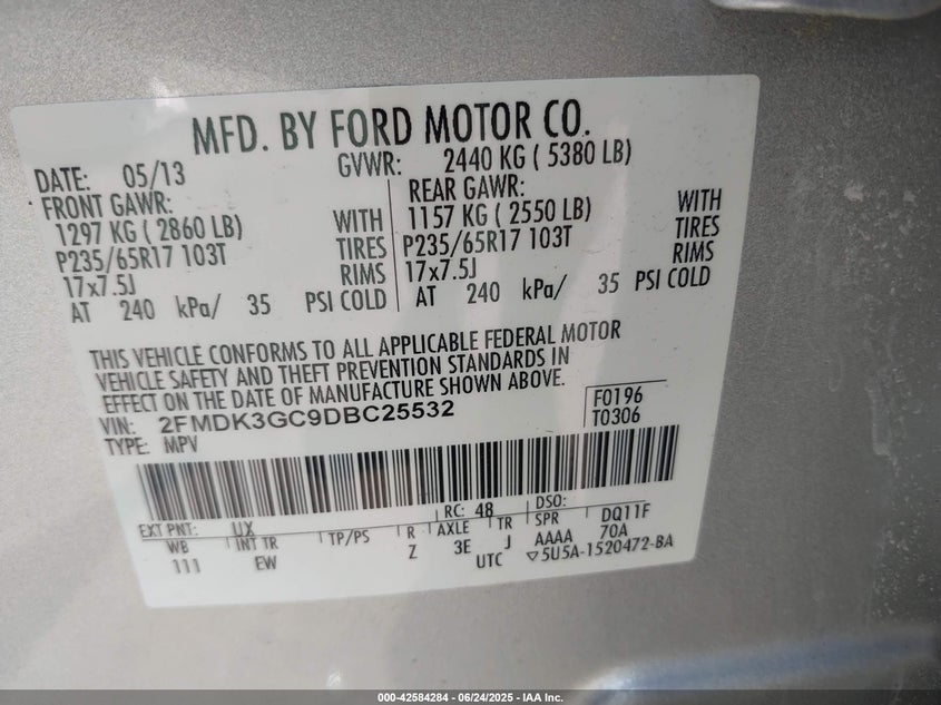 2013 FORD EDGE SE - 2FMDK3GC9DBC25532