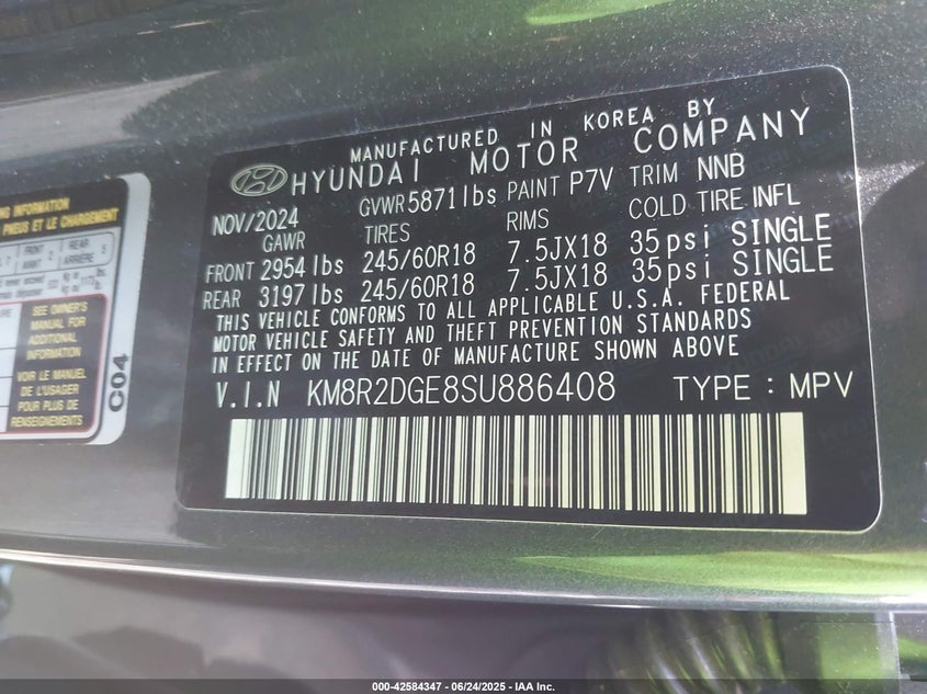 2025 HYUNDAI PALISADE SEL - KM8R2DGE8SU886408