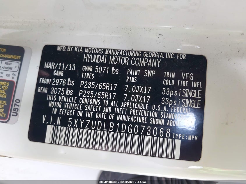 2013 HYUNDAI SANTA FE SPORT - 5XYZUDLB1DG073068