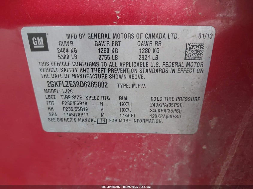 2013 GMC TERRAIN DENALI - 2GKFLZE38D6265002