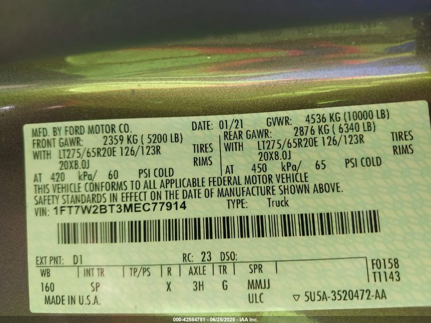 2021 Ford F-250 - 1FT7W2BT3MEC77914