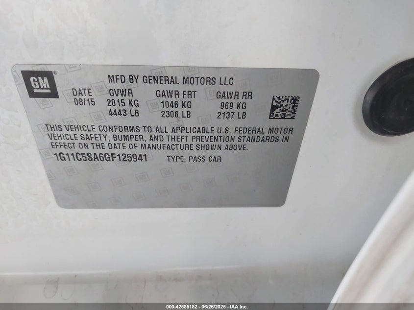 2016 CHEVROLET MALIBU LIMITED LT - 1G11C5SA6GF125941