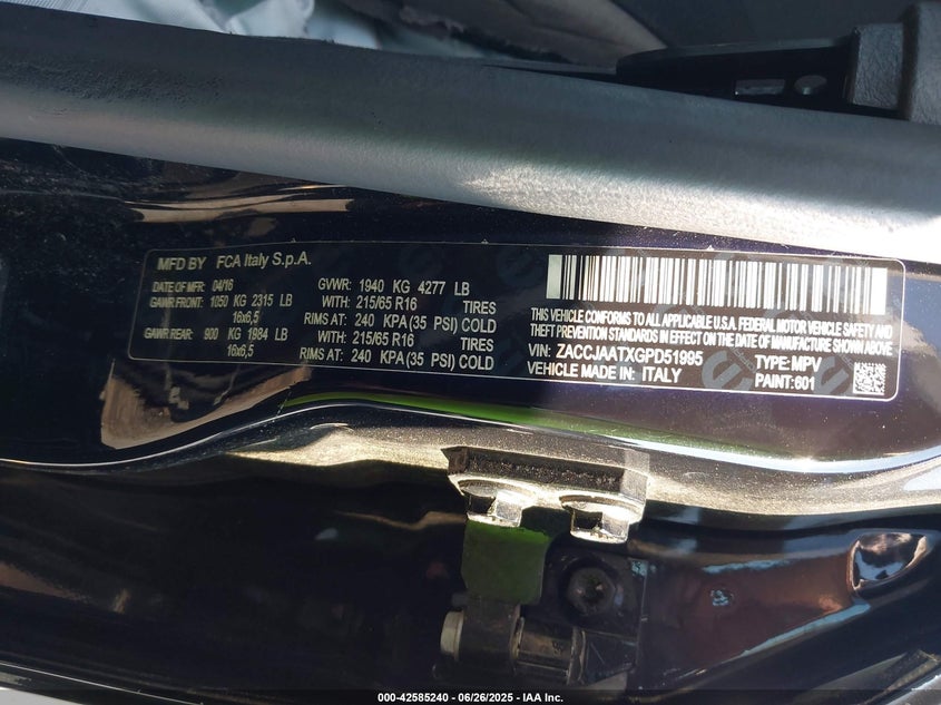 2016 JEEP RENEGADE SPORT - ZACCJAATXGPD51995