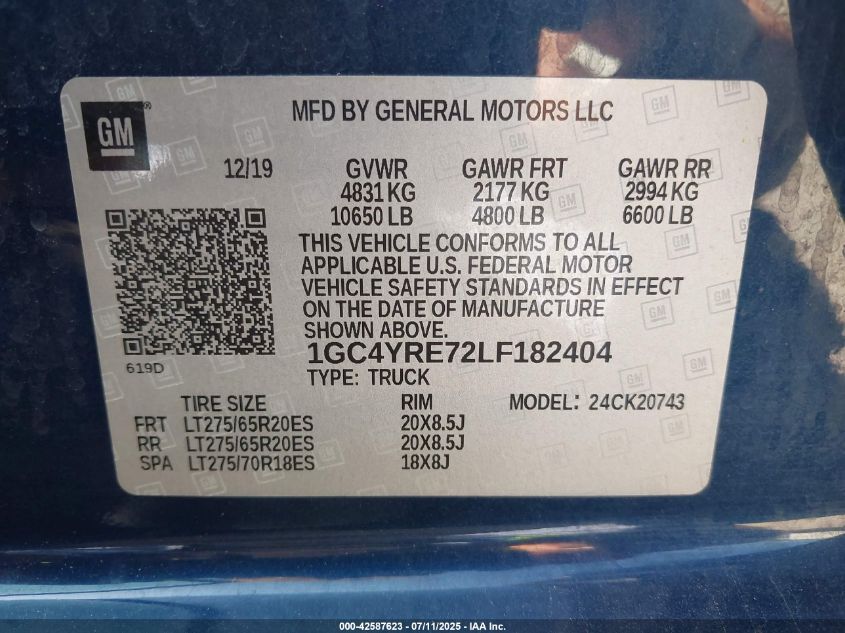 2020 Chevrolet Silverado 2500 - 1GC4YRE72LF182404