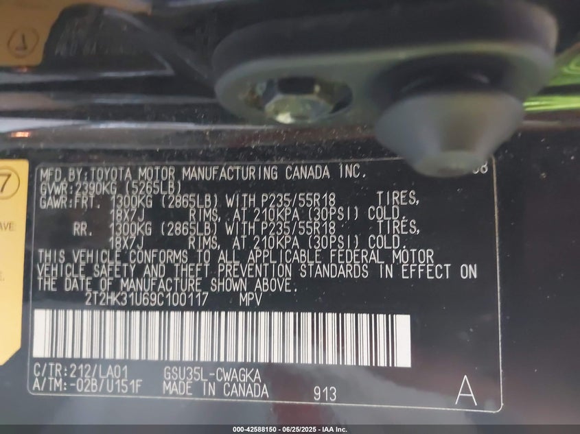 2009 Lexus Rx 350 VIN: 2T2HK31U69C100117 Lot: 42588150