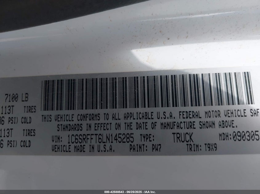 2020 RAM 1500 BIG HORN  4X4 5'7 BOX - 1C6SRFFT6LN145285