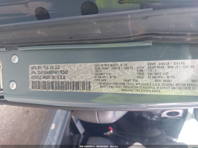VIN 1C4PJXAN8RW170342 2024 JEEP WRANGLER 2-DOOR SPORT S 4X4