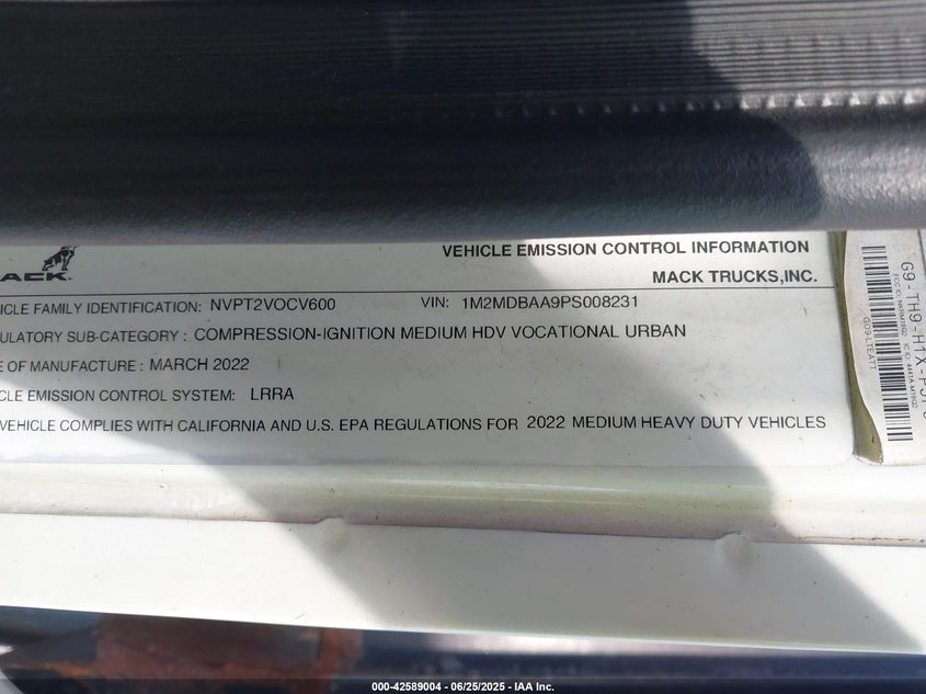2023 MACK MD (VIN: 1M2MDBAA9PS008231