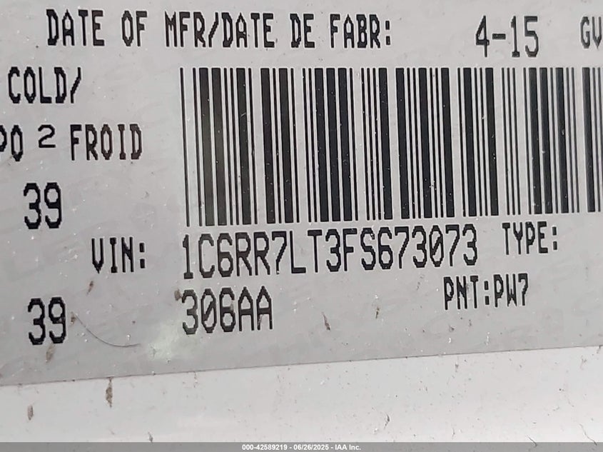 2015 RAM 1500 SLT - 1C6RR7LT3FS673073