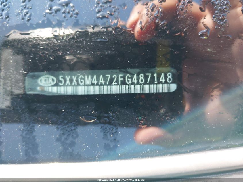 2015 Kia Optima Lx VIN: 5XXGM4A72FG487148 Lot: 42589417