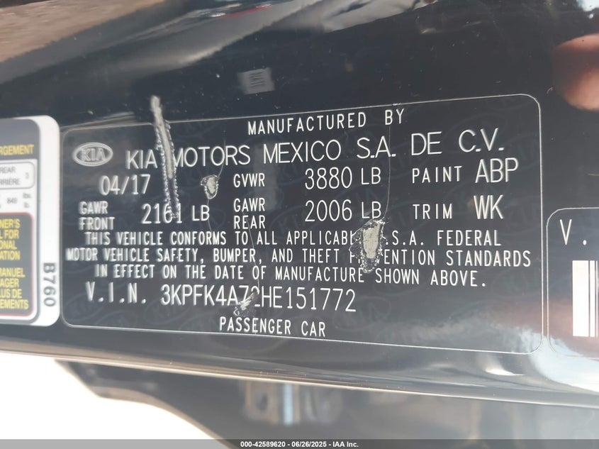 2017 KIA FORTE LX - 3KPFK4A72HE151772