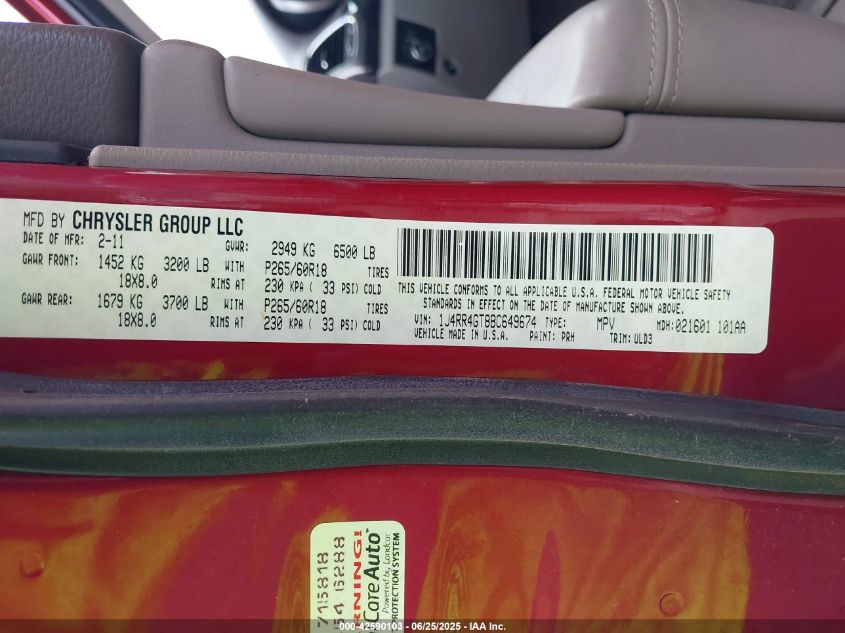 2011 Jeep Grand Cherokee Laredo VIN: 1J4RR4GT8BC649674 Lot: 42590103