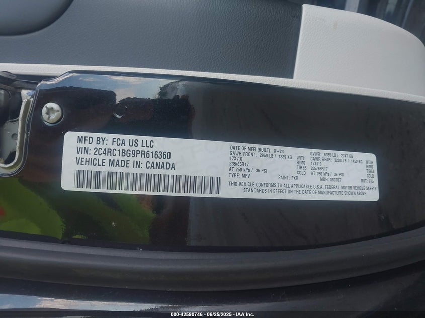 2023 Chrysler Pacifica Touring L VIN: 2C4RC1BG9PR616360 Lot: 42590746