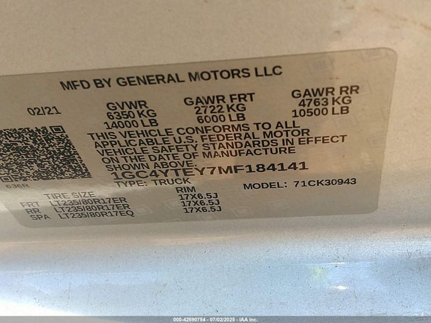 2021 Chevrolet Silverado 3500hd - 1GC4YTEY7MF184141