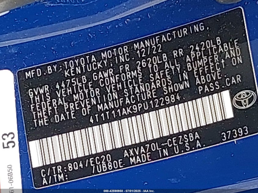 2023 TOYOTA CAMRY SE NIGHTSHADE EDITION - 4T1T11AK9PU122984