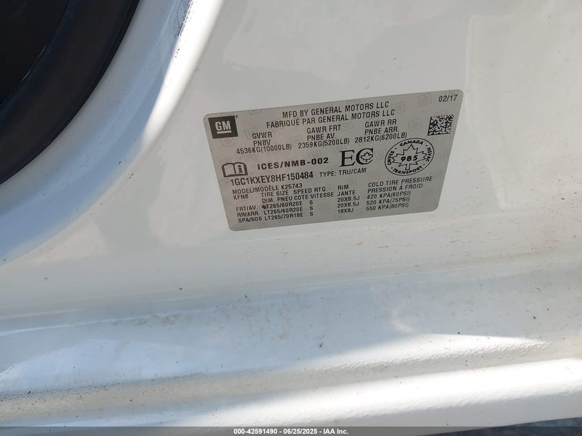 2017 CHEVROLET SILVERADO 2500HD HIGH COUNTRY 1GC1KXEY8HF150484