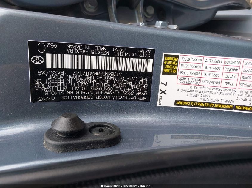 2023 Toyota Corolla Le VIN: JTDB4MEE8P3014147 Lot: 42591690