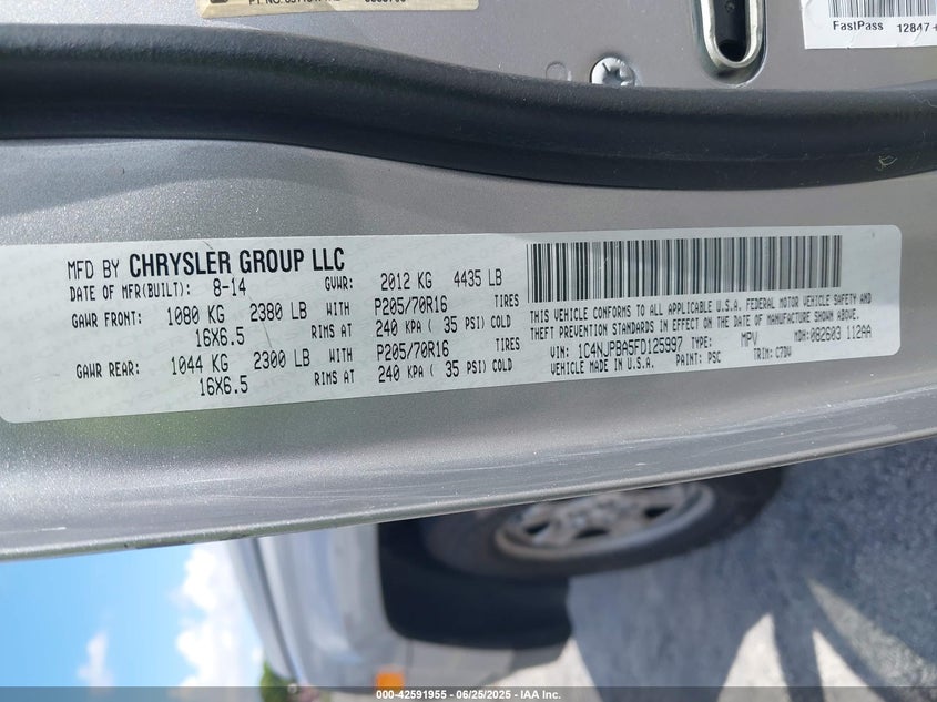 2015 JEEP PATRIOT SPORT - 1C4NJPBA5FD125997