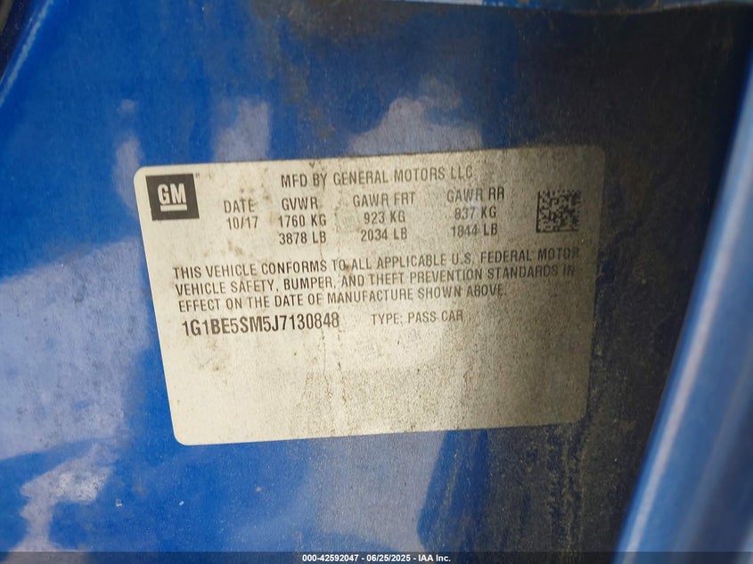 2018 CHEVROLET CRUZE LT AUTO - 1G1BE5SM5J7130848