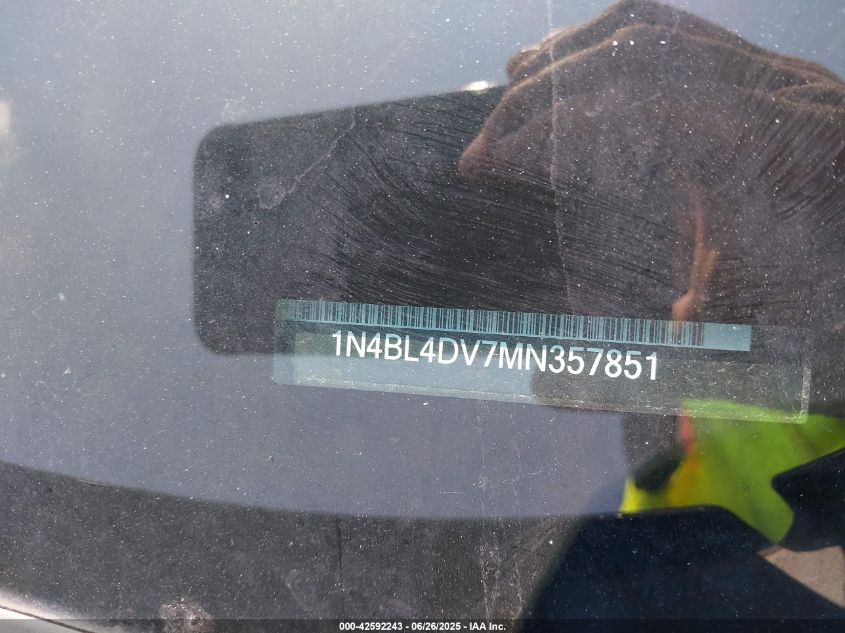 2021 Nissan Altima Sv Fwd VIN: 1N4BL4DV7MN357851 Lot: 42592243