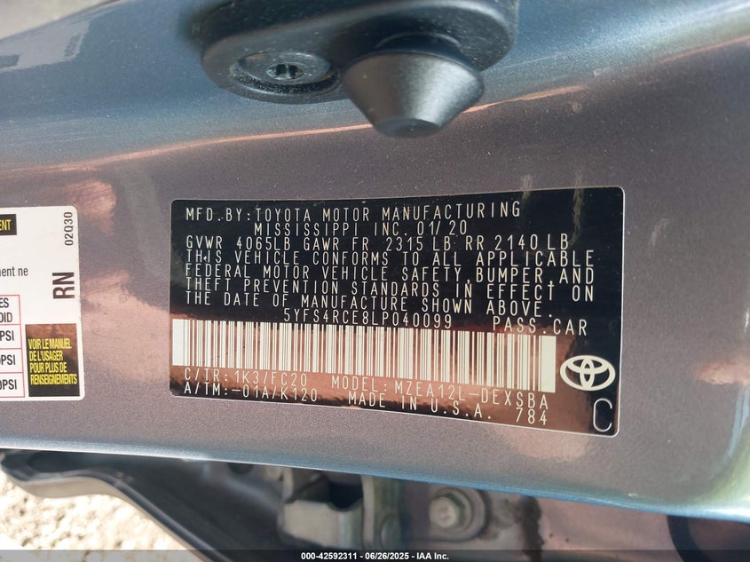 2020 TOYOTA COROLLA SE - 5YFS4RCE8LP040099