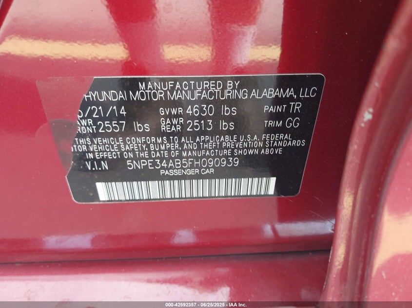 2015 HYUNDAI SONATA SPORT 2.0T - 5NPE34AB5FH090939