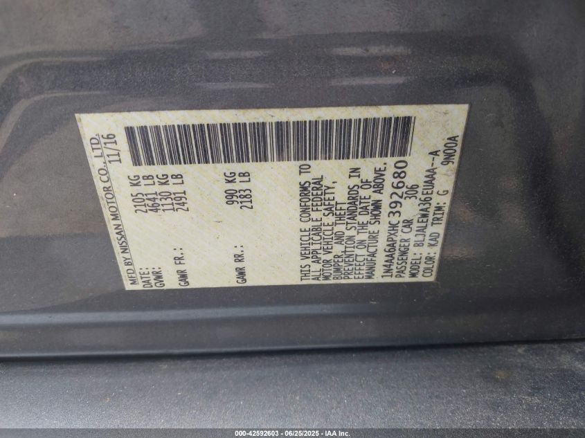 2017 NISSAN MAXIMA 3.5 SL - 1N4AA6APXHC392680