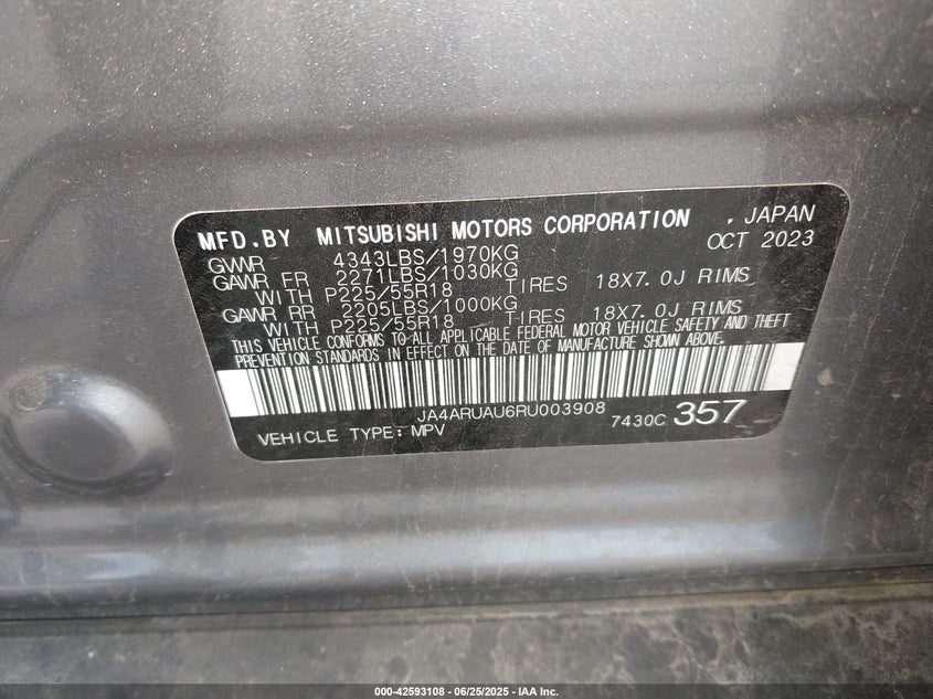 2024 MITSUBISHI OUTLANDER SPORT 2.0 ES AWC - JA4ARUAU6RU003908