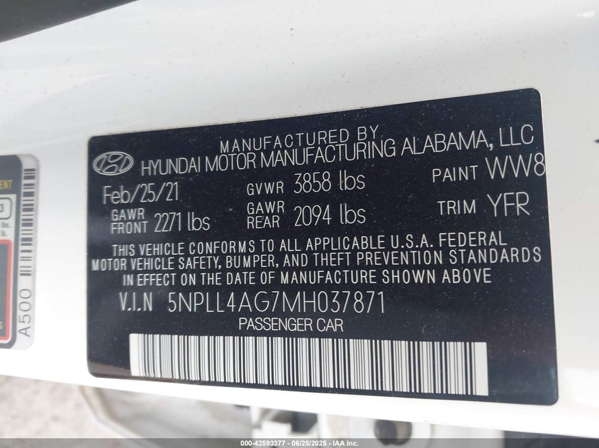 2021 HYUNDAI ELANTRA SE - 5NPLL4AG7MH037871