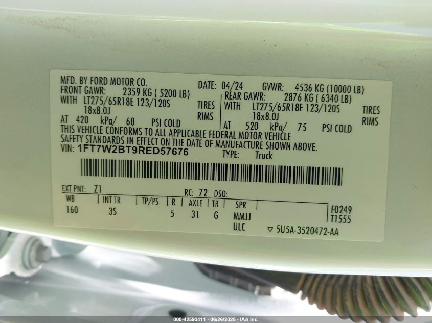 2024 Ford F-250 - 1FT7W2BT9RED57676