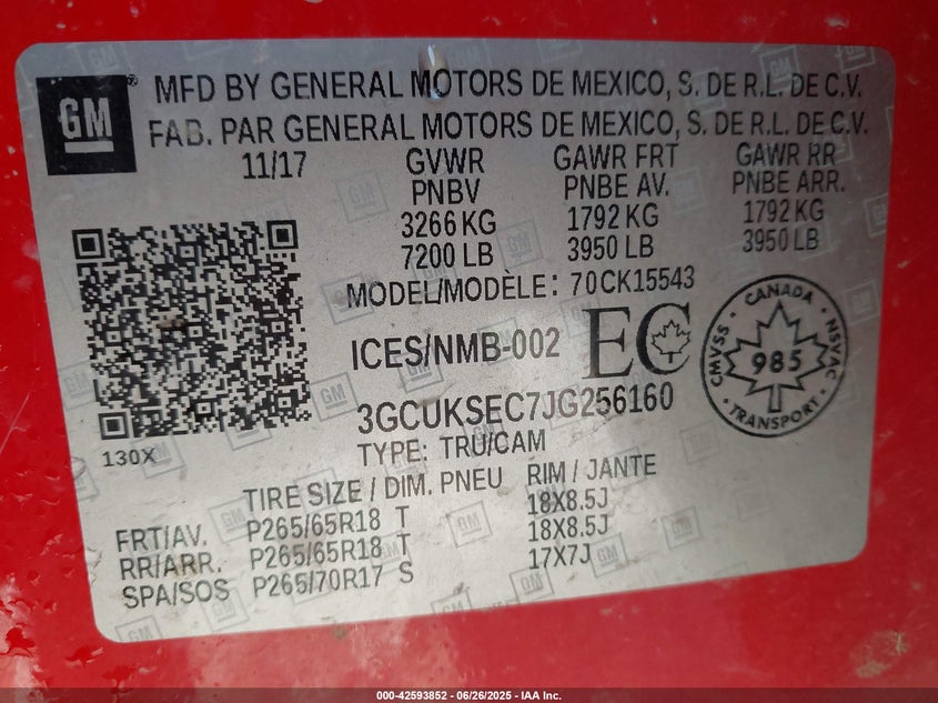 2018 CHEVROLET SILVERADO 1500 1LZ/2LZ - 3GCUKSEC7JG256160