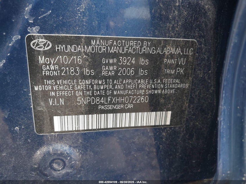 2017 HYUNDAI ELANTRA SE - 5NPD84LFXHH072260