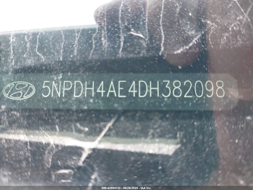 2013 Hyundai Elantra Gls VIN: 5NPDH4AE4DH382098 Lot: 42594132