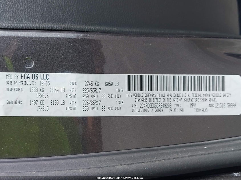 2016 DODGE GRAND CARAVAN R/T - 2C4RDGEG5GR249209