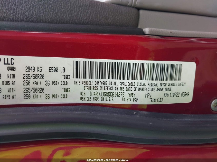 2013 DODGE DURANGO CREW - 1C4RDJDGXDC614275