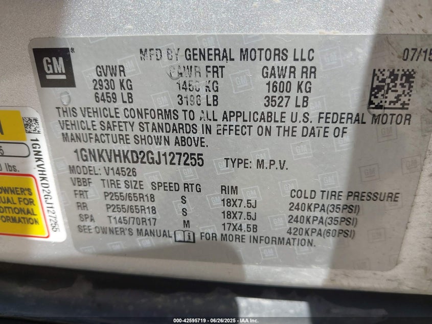 2016 CHEVROLET TRAVERSE 2LT - 1GNKVHKD2GJ127255