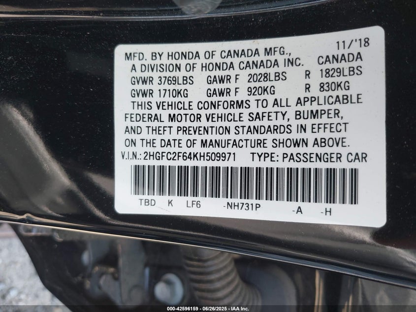 2019 HONDA CIVIC LX - 2HGFC2F64KH509971