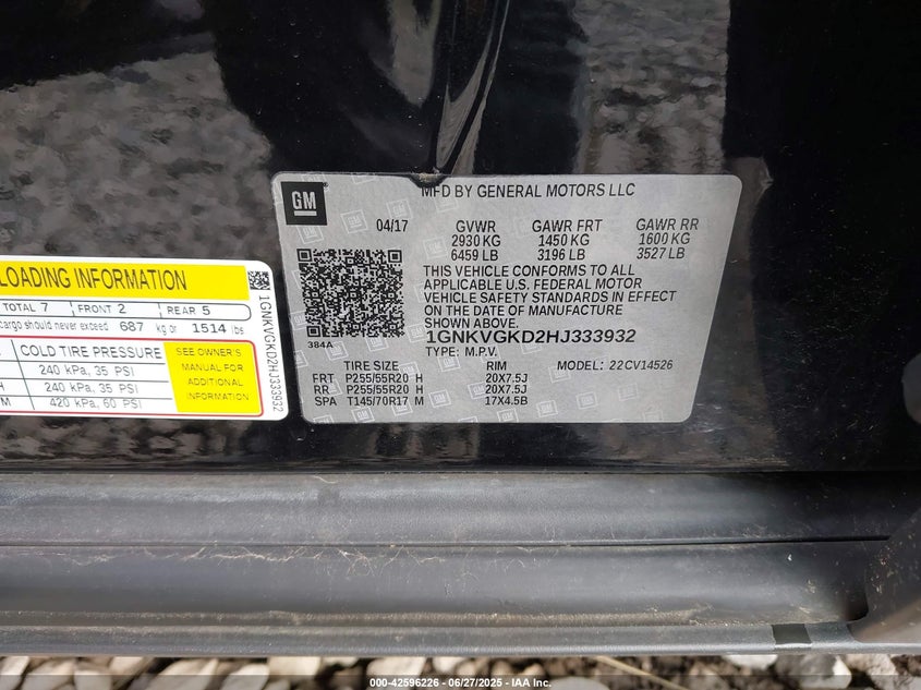 2017 CHEVROLET TRAVERSE 1LT - 1GNKVGKD2HJ333932