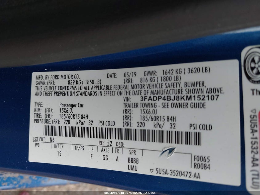 2019 FORD FIESTA SE - 3FADP4BJ8KM152107