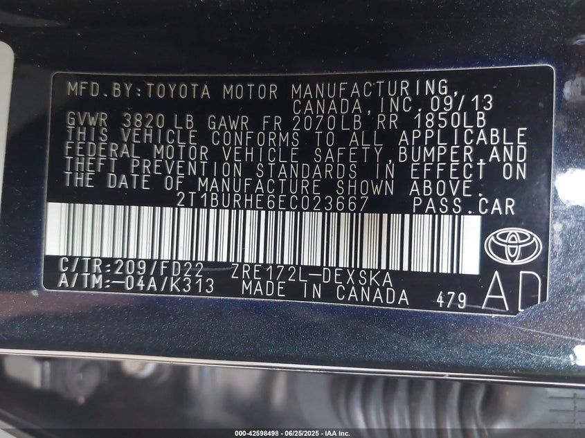 2014 TOYOTA COROLLA S PLUS - 2T1BURHE6EC023667