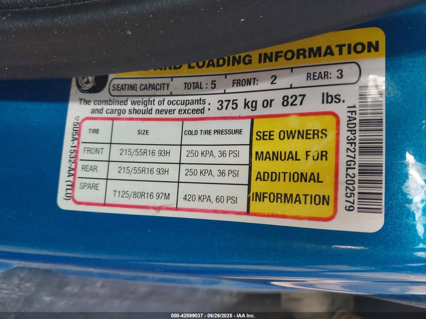 2016 FORD FOCUS SE - 1FADP3F27GL202579