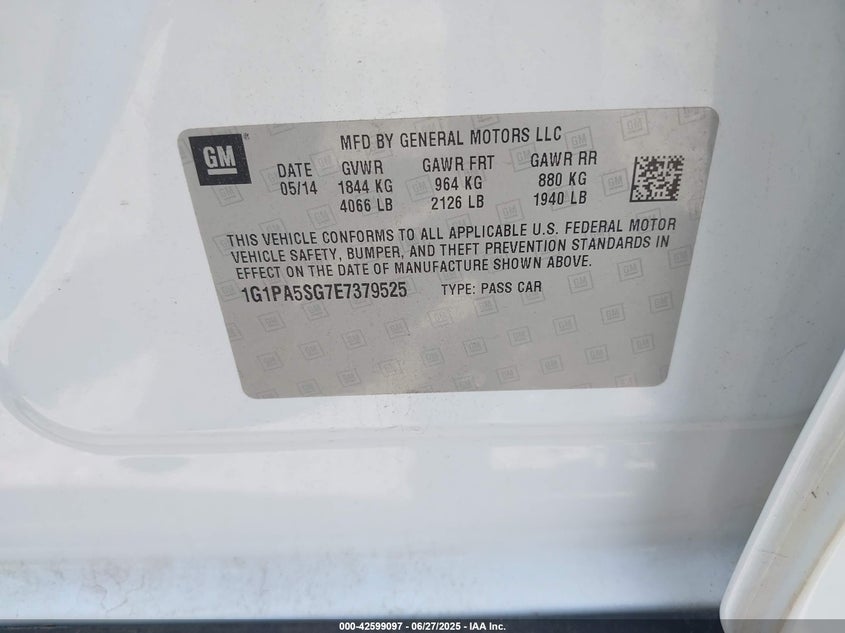 2014 CHEVROLET CRUZE LS AUTO - 1G1PA5SG7E7379525