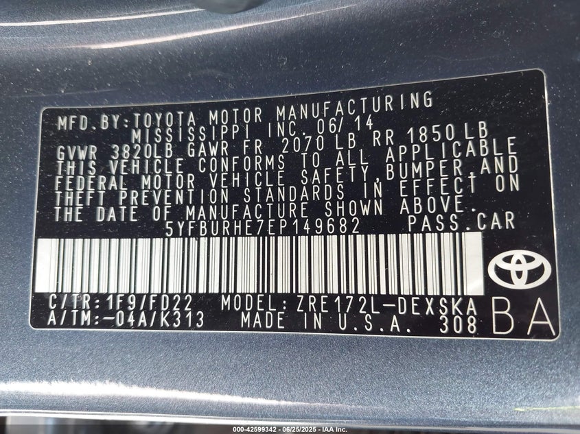 2014 TOYOTA COROLLA S - 5YFBURHE7EP149682