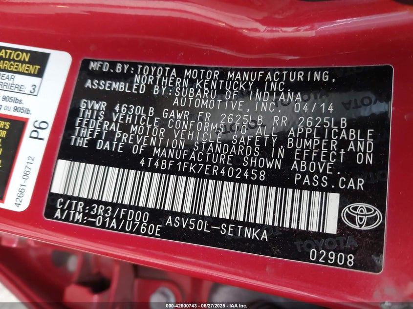 2014 TOYOTA CAMRY LE - 4T4BF1FK7ER402458